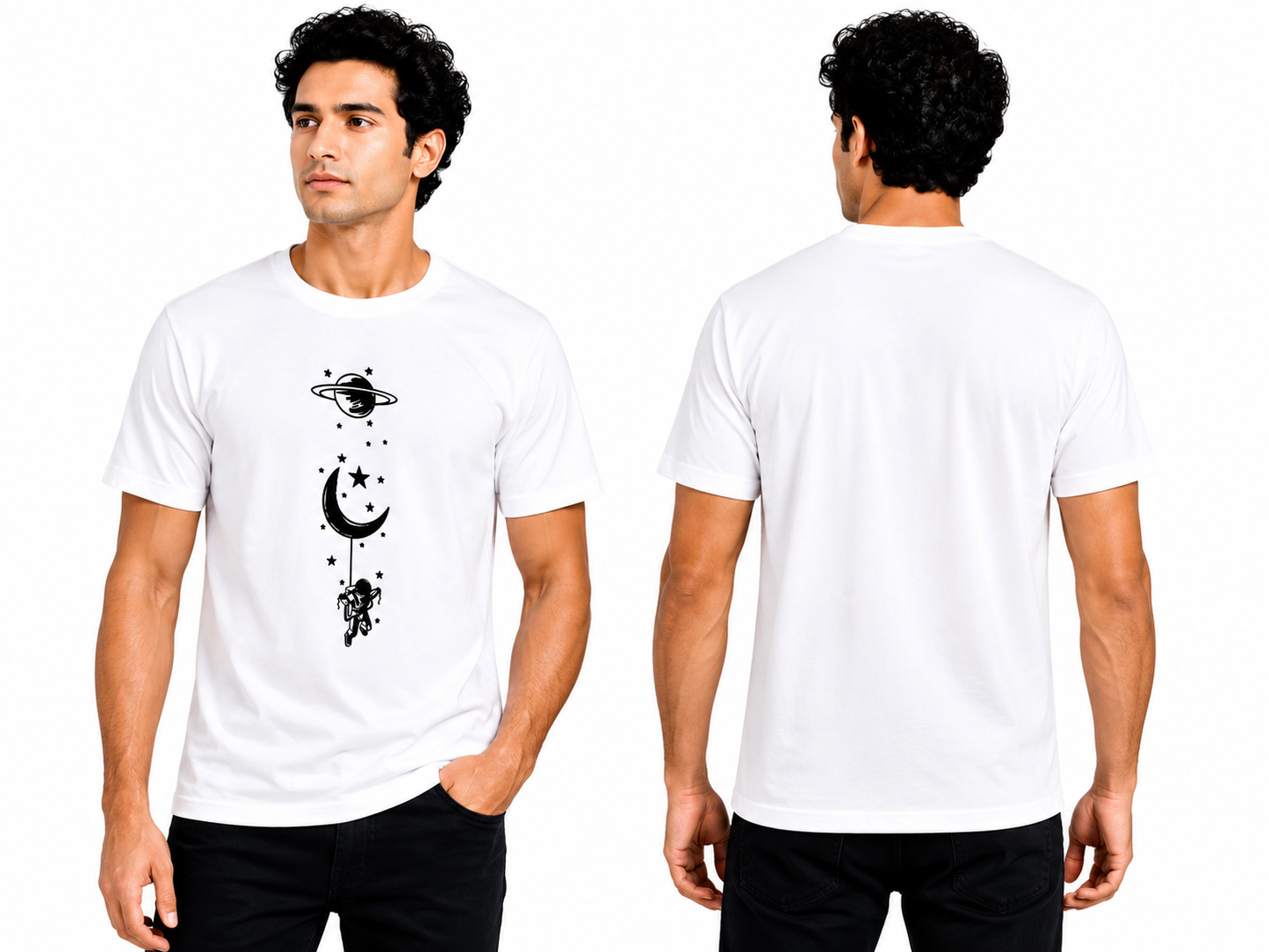Minimal Space Moon Astronaut Graphic T-Shirt |