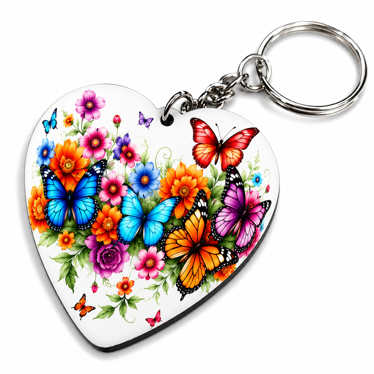 Butterfly & Floral Printed MDF Keychain
