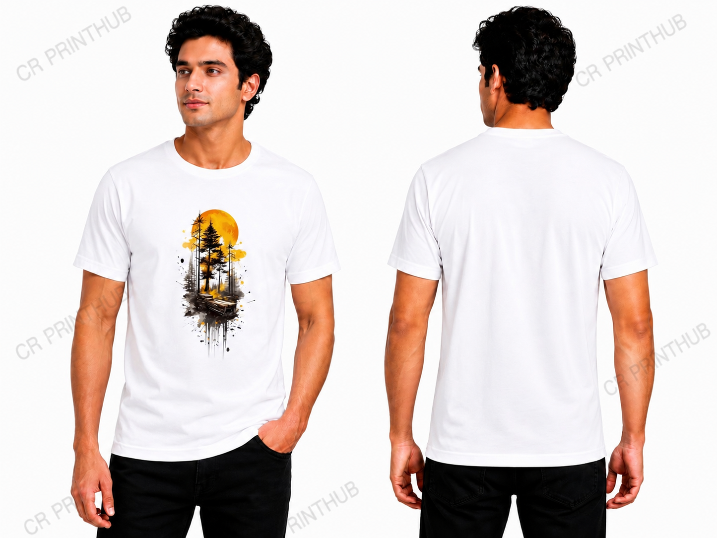 Nature Landscape Printed White T-Shirt